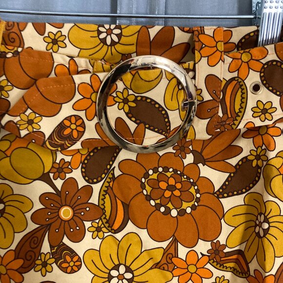 retro 60s floral high waisted autum colors mini skirt - Picture 6 of 8